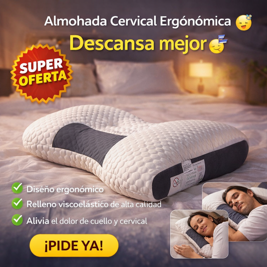 Almohada Cervical Ergonómica 😴 Descansa mejor en las noches 💤